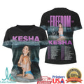 Kesha The Freedom Tour 2024 Beach Portrait Concert Graphic T Shirt - Limotees LLC