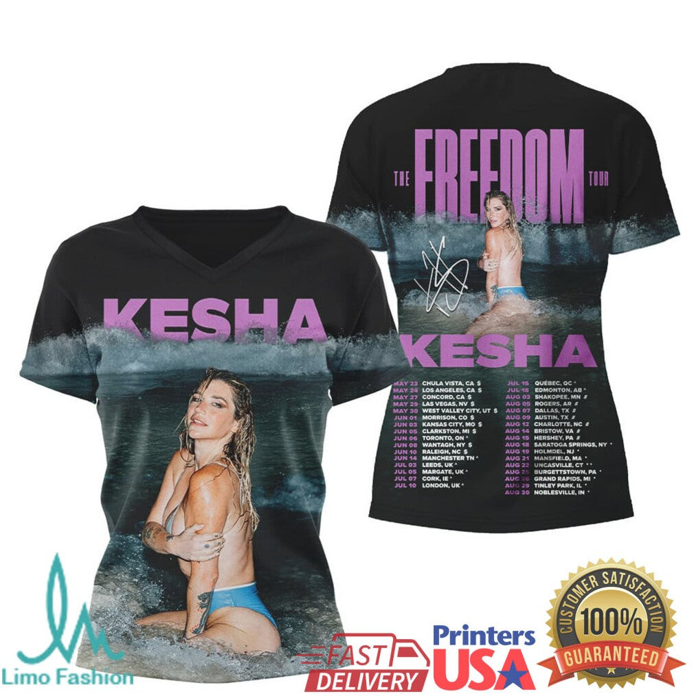 Kesha The Freedom Tour 2024 Beach Portrait Concert Graphic T Shirt - Limotees LLC