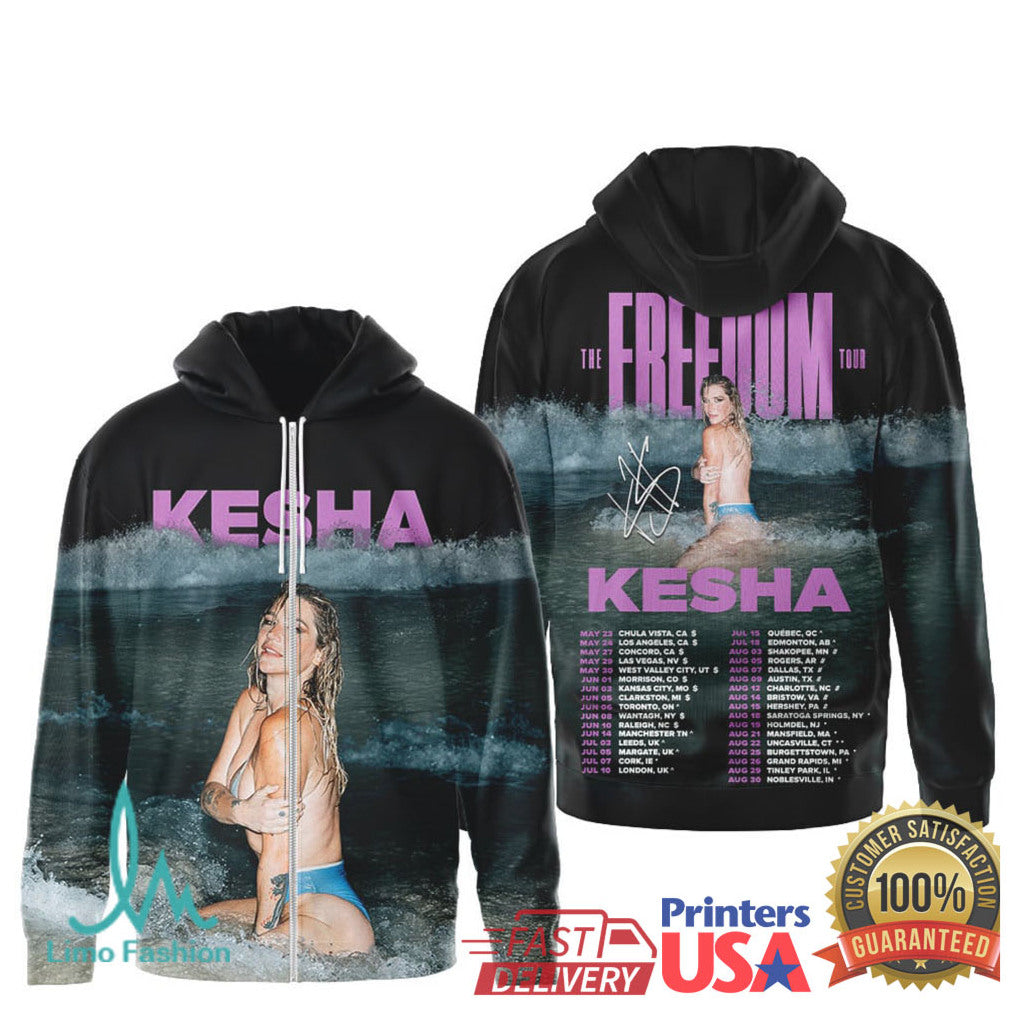 Kesha The Freedom Tour 2024 Beach Portrait Concert Graphic T Shirt - Limotees LLC