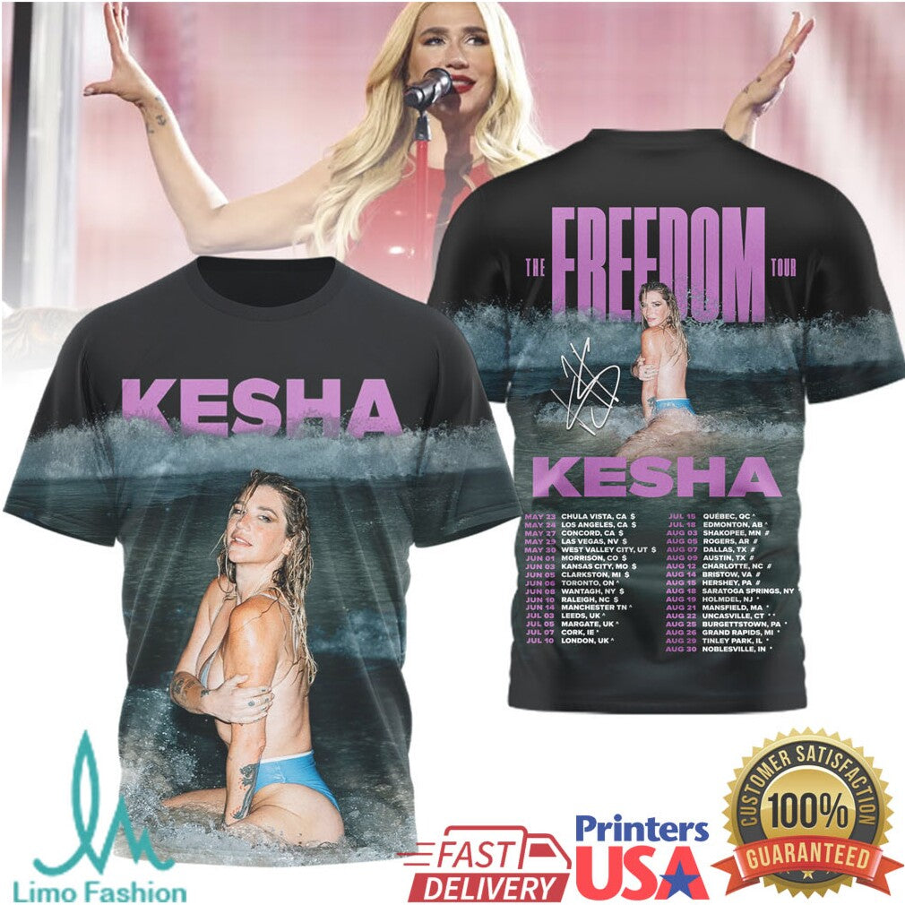Kesha The Freedom Tour 2024 Beach Portrait Concert Graphic T Shirt - Limotees LLC