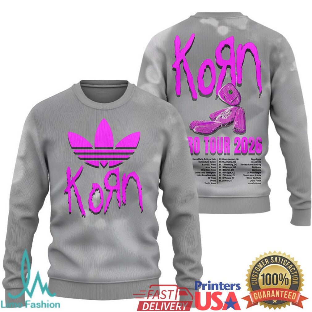Korn Euro Tour 2026 Voodoo Doll Grey Graphic T Shirt SweatT Shirt Tank Top - Limotees LLC