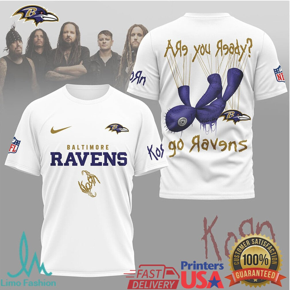 Korn x Baltimore Ravens NFL Are You Ready Issues Doll T Shirt - Limotees LLC