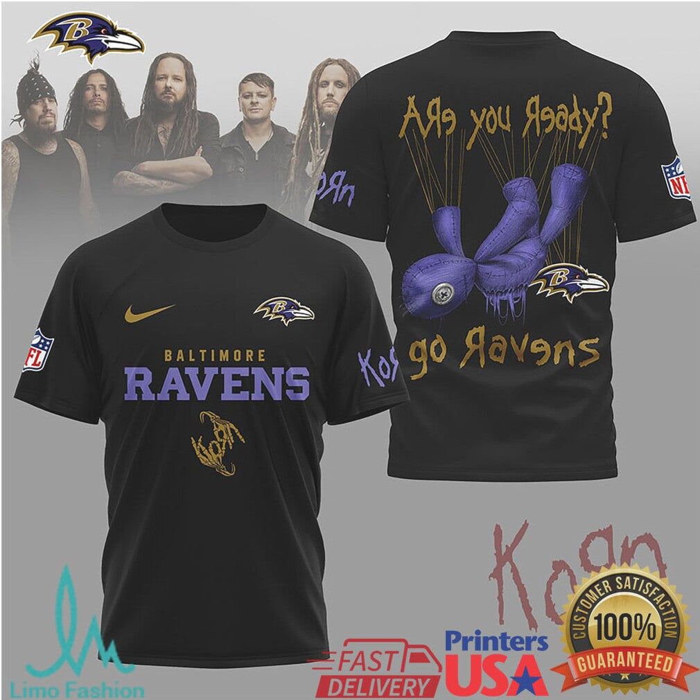 Korn x Baltimore Ravens NFL Are You Ready Issues Doll T Shirt - Limotees LLC