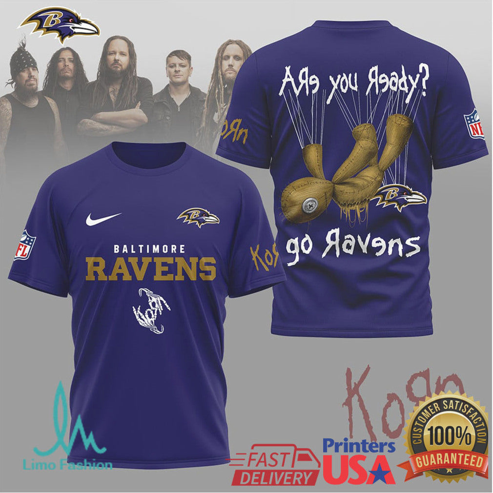 Korn x Baltimore Ravens NFL Are You Ready Issues Doll T Shirt - Limotees LLC