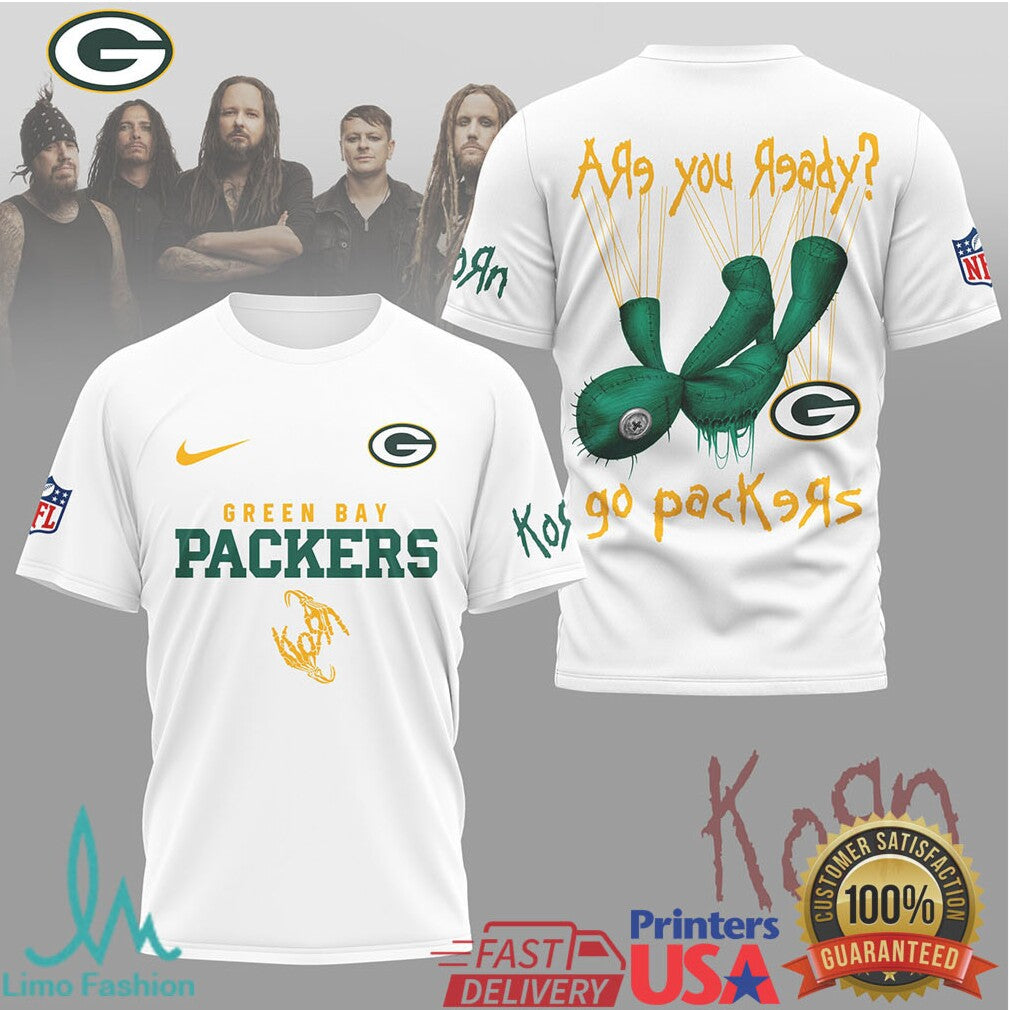 Korn x Green Bay Packers NFL Are You Ready Issues Doll T Shirt - Limotees LLC