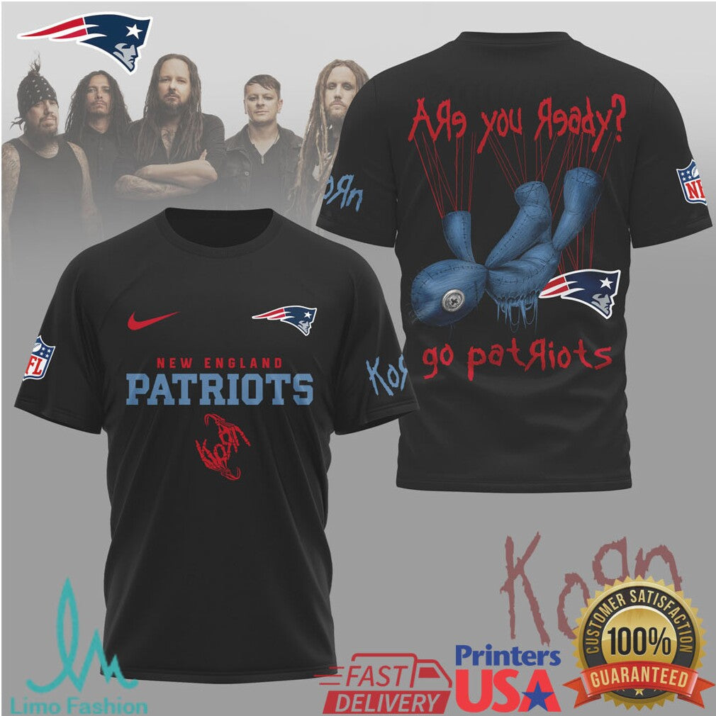Korn x New England Patriots Nu Metal Football Mashup T Shirt - Limotees LLC