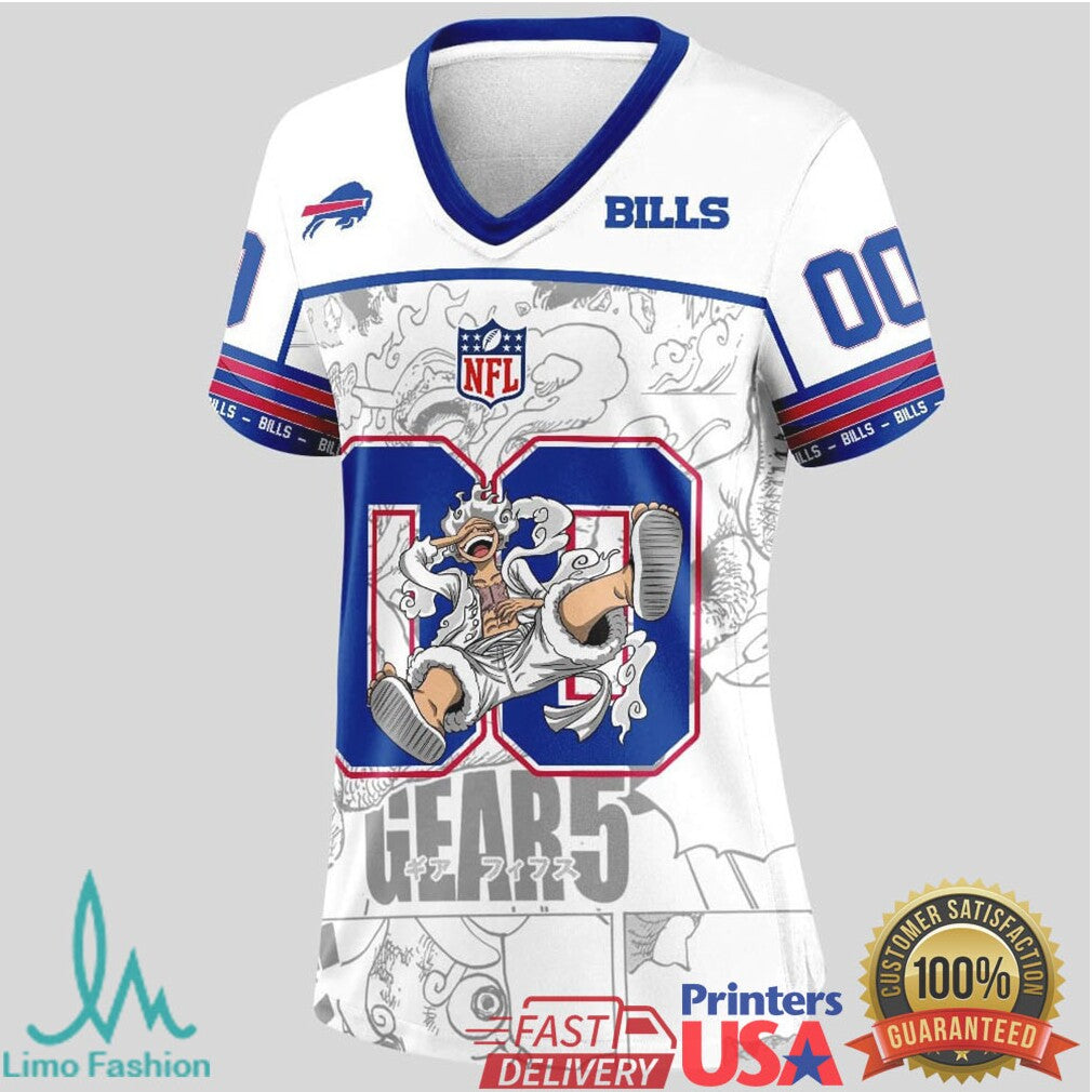 Buffalo Bills Official NFL Luffy Gear 5 Special Edition Baseball Jersey Custom Name - Limotees LLC