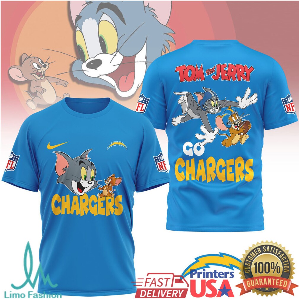 LA Chargers Tom and Jerry Go Chargers NFL T Shirt - Limotees LLC