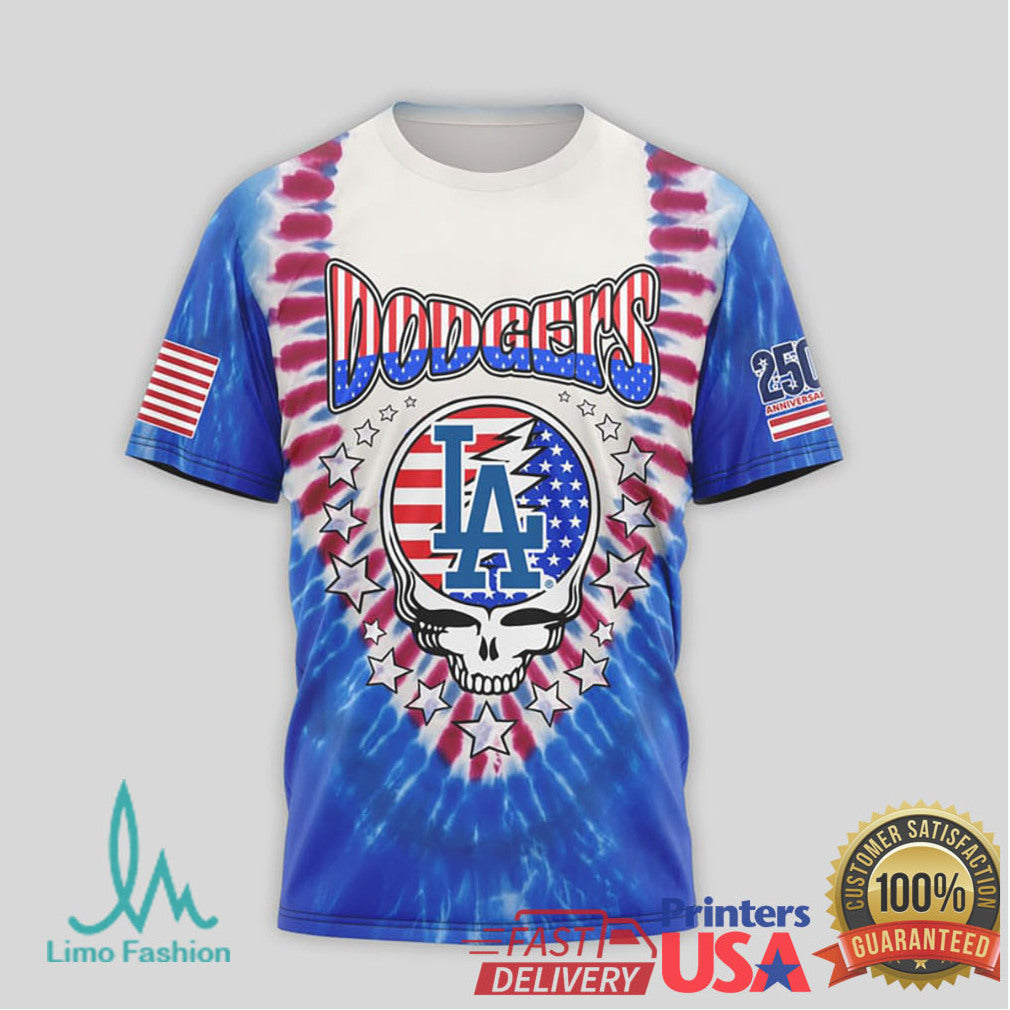 LA Dodgers Grateful Dead Steal Your Base Patriotic 1776 Tie Dye T Shirt - Limotees LLC