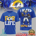 LA Rams I Bleed Gold and Blue For Life Mascot Graphic T Shirt - Limotees LLC