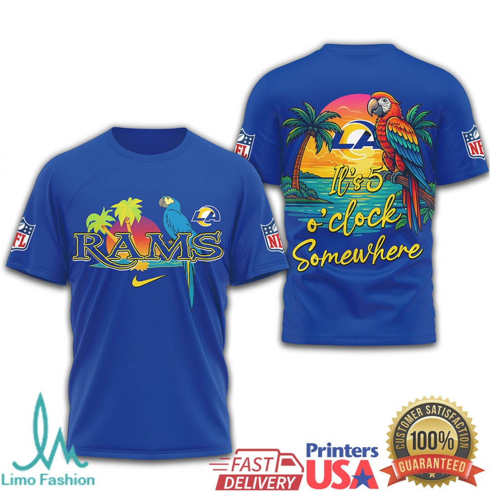 LA Rams It's 5 O'Clock Somewhere Margaritaville Style Fan T Shirt - Limotees LLC