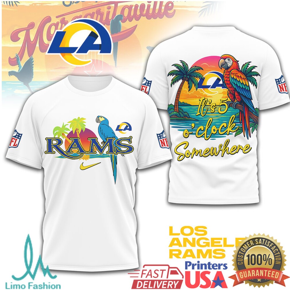 LA Rams It's 5 O'Clock Somewhere Margaritaville Style Fan T Shirt - Limotees LLC