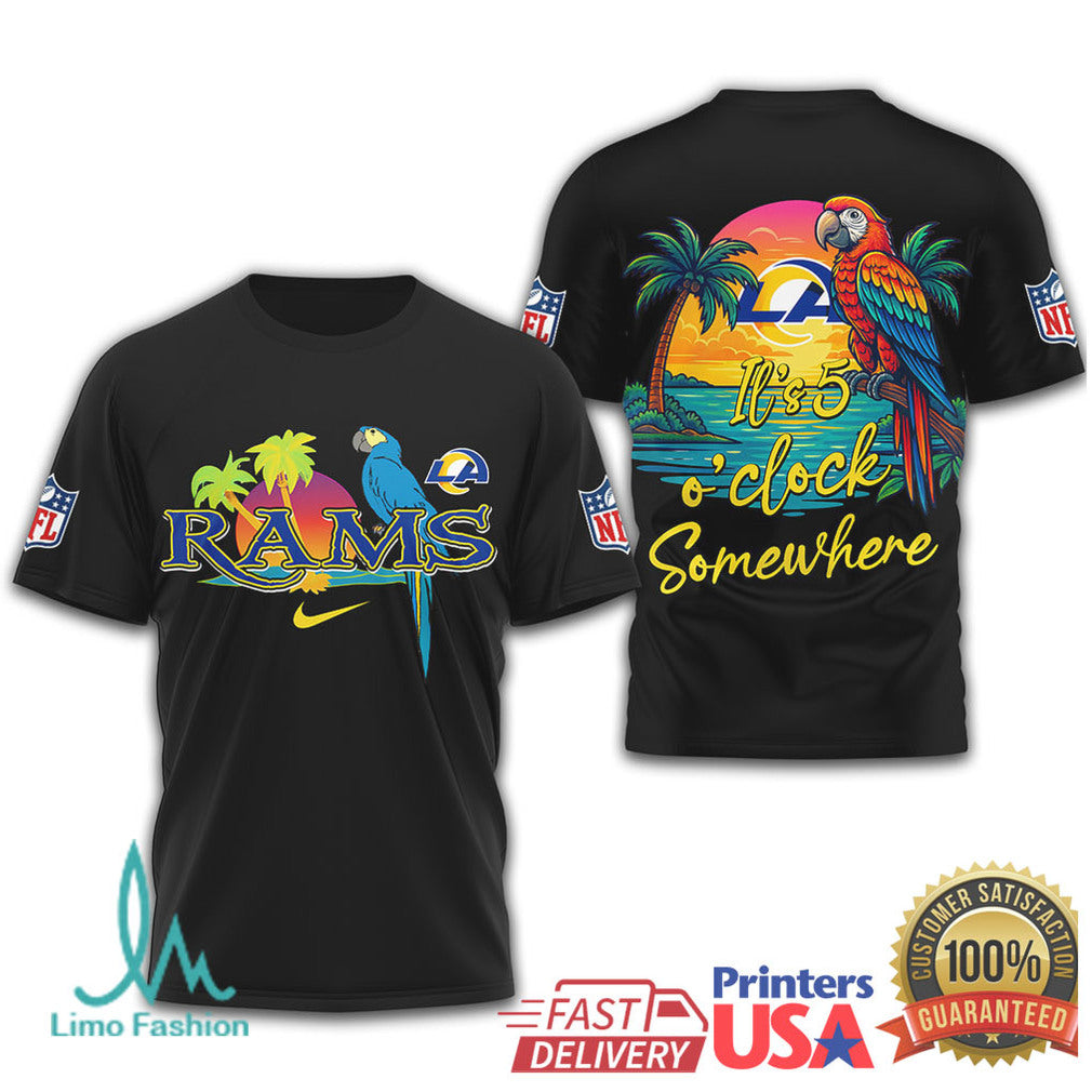 LA Rams It's 5 O'Clock Somewhere Margaritaville Style Fan T Shirt - Limotees LLC
