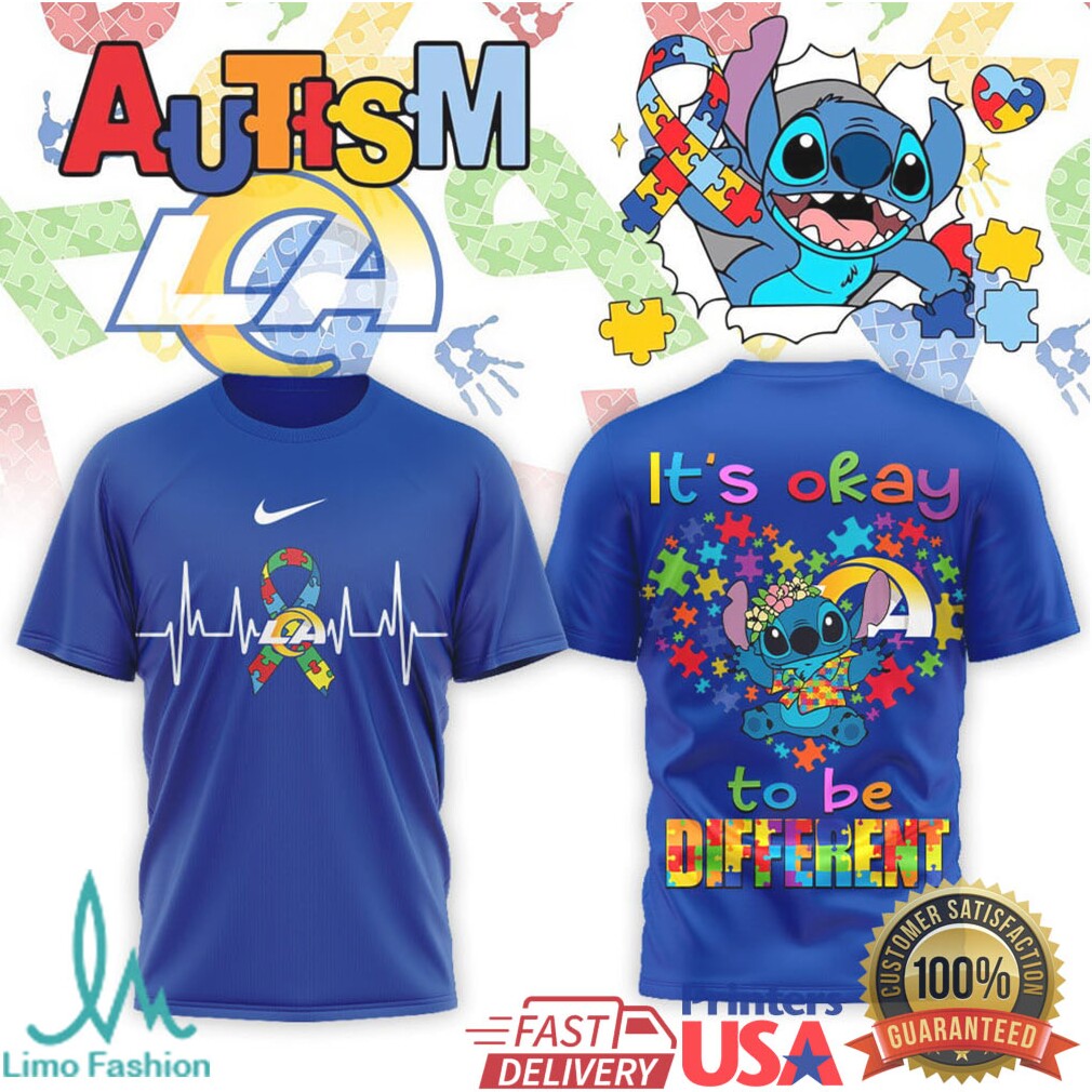 LA Rams Stitch Autism Awareness Inclusion Matters Sports T Shirt - Limotees LLC