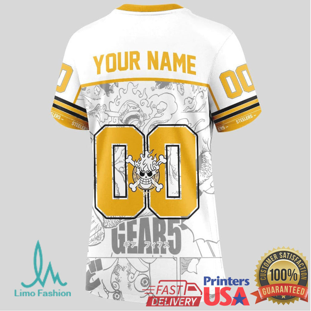Pittsburgh Steelers Official NFL Luffy Gear 5 Special Edition Baseball Jersey Custom Name - Limotees LLC