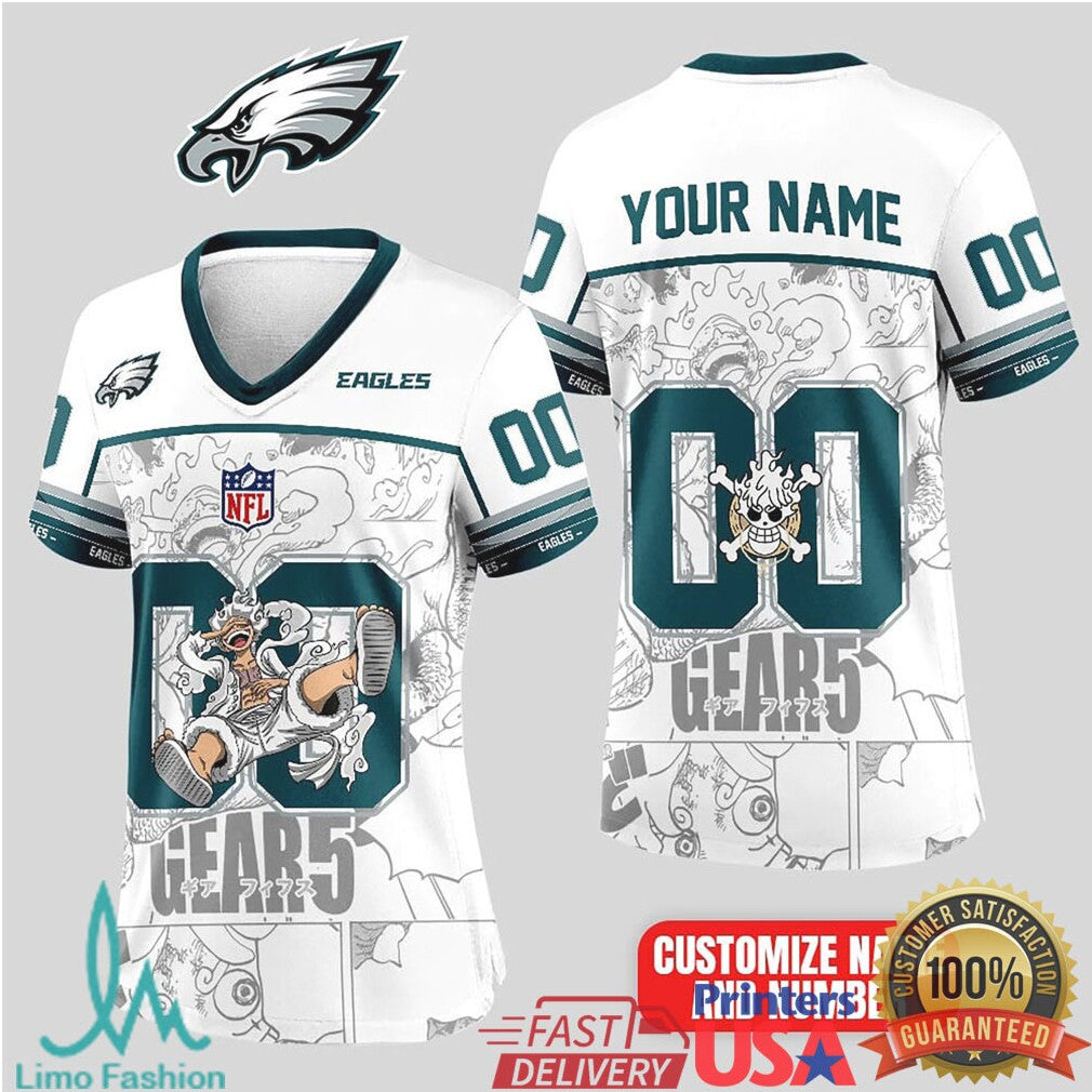 Philadelphia Eagles Official NFL Luffy Gear 5 Special Edition Baseball Jersey Custom Name - Limotees LLC