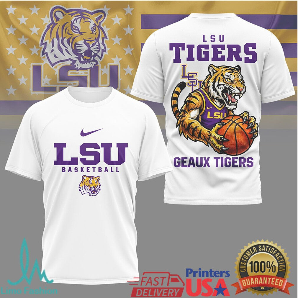 LSU Tigers Basketball Geaux Tigers Mike the Tiger Mascot T Shirt - Limotees LLC