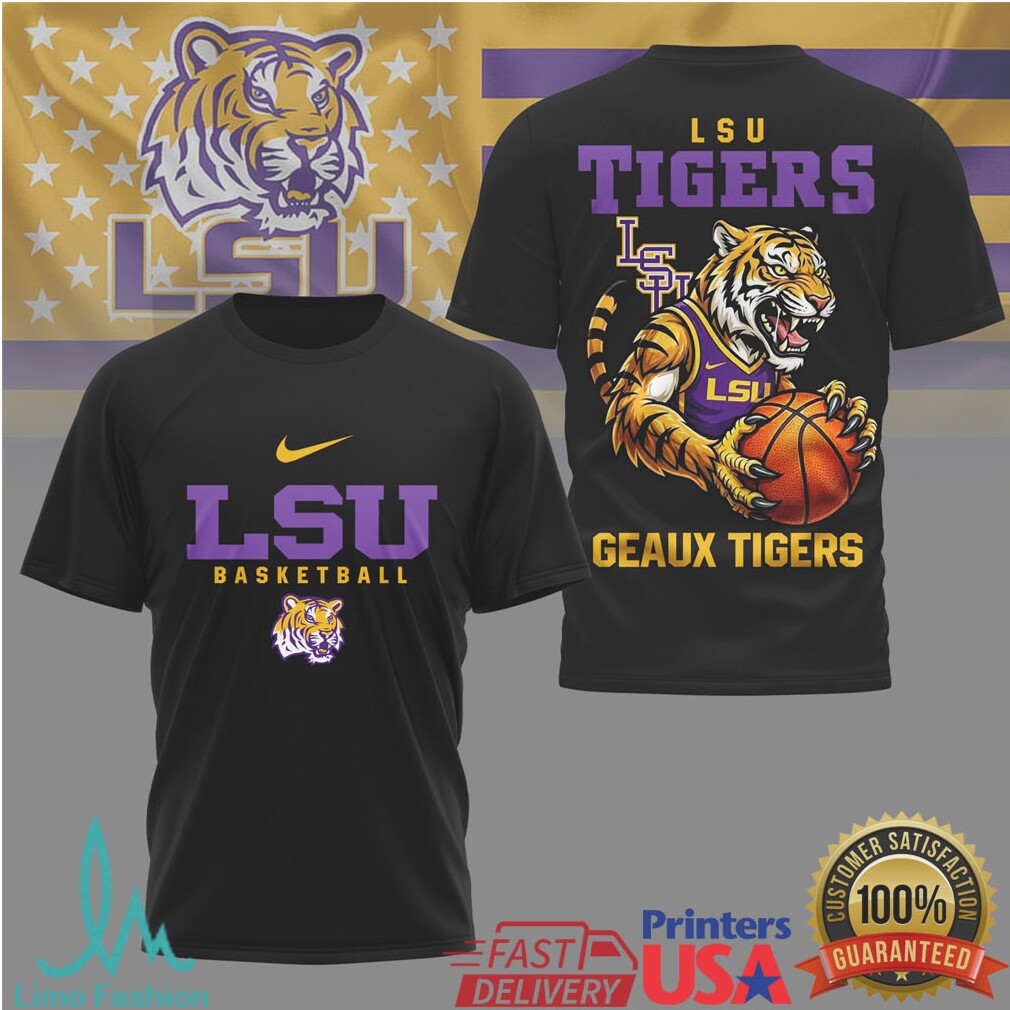 LSU Tigers Basketball Geaux Tigers Mike the Tiger Mascot T Shirt - Limotees LLC