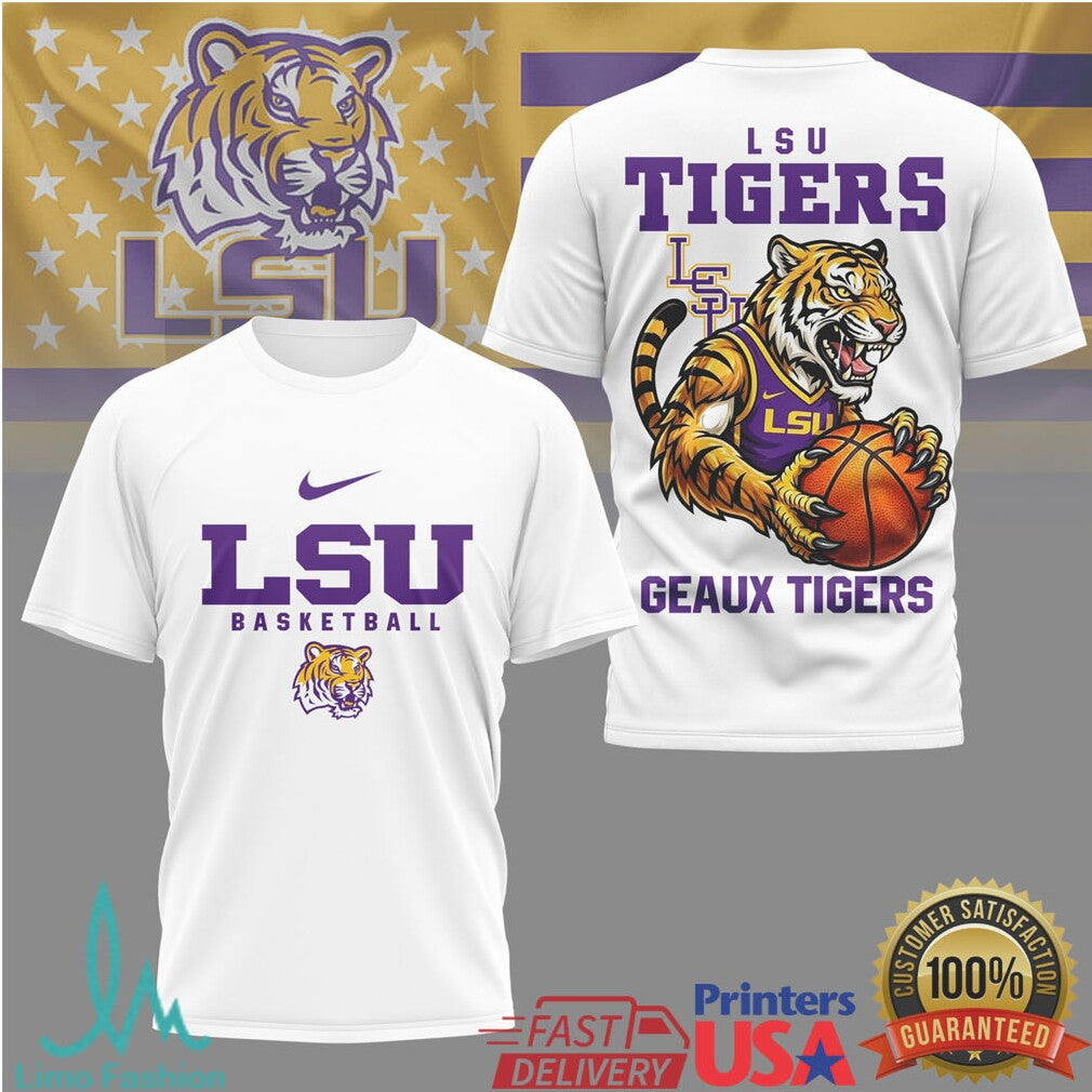 LSU Tigers Basketball Shirt Geaux Tigers Mascot Graphic Tee - Limotees LLC