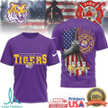 LSU Tigers Firefighter Department USA Flag NCAA Fan Apparel T Shirt - Limotees LLC
