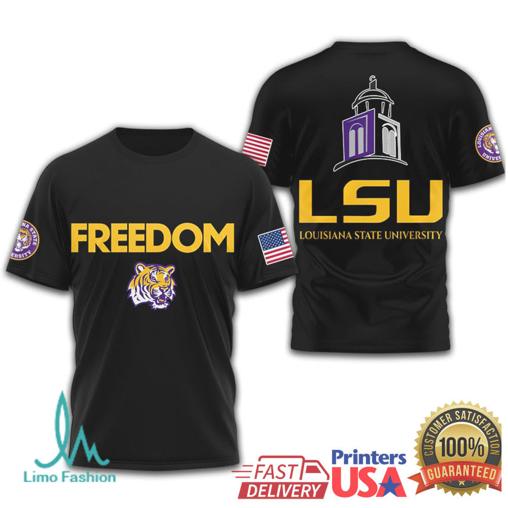 LSU Tigers Freedom University Louisiana State Patriotic T Shirt - Limotees LLC