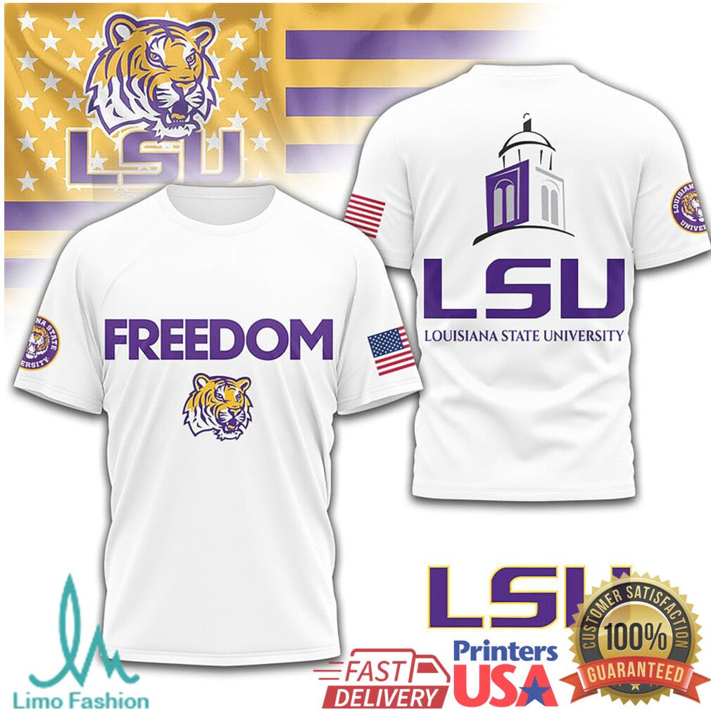 LSU Tigers Freedom University Louisiana State Patriotic T Shirt - Limotees LLC