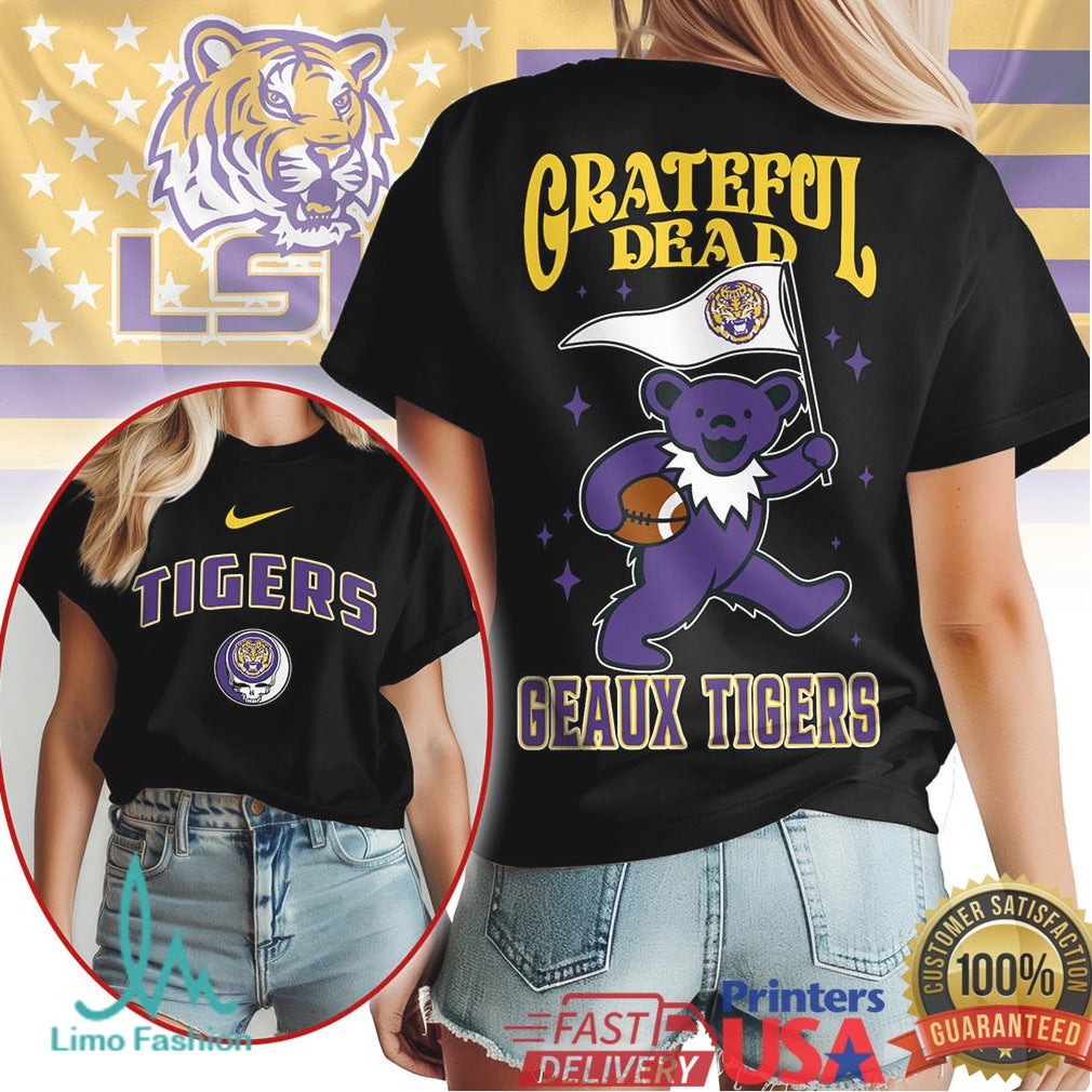 LSU Tigers Grateful Dead Bear Geaux Tigers Football T Shirt - Limotees LLC
