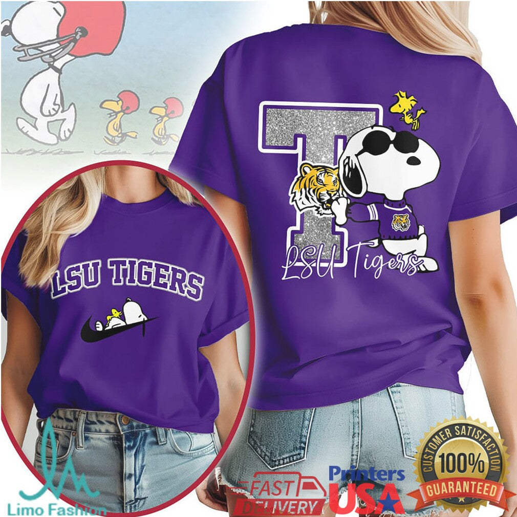 LSU Tigers Snoopy Joe Cool Purple and Gold Fan T Shirt - Limotees LLC