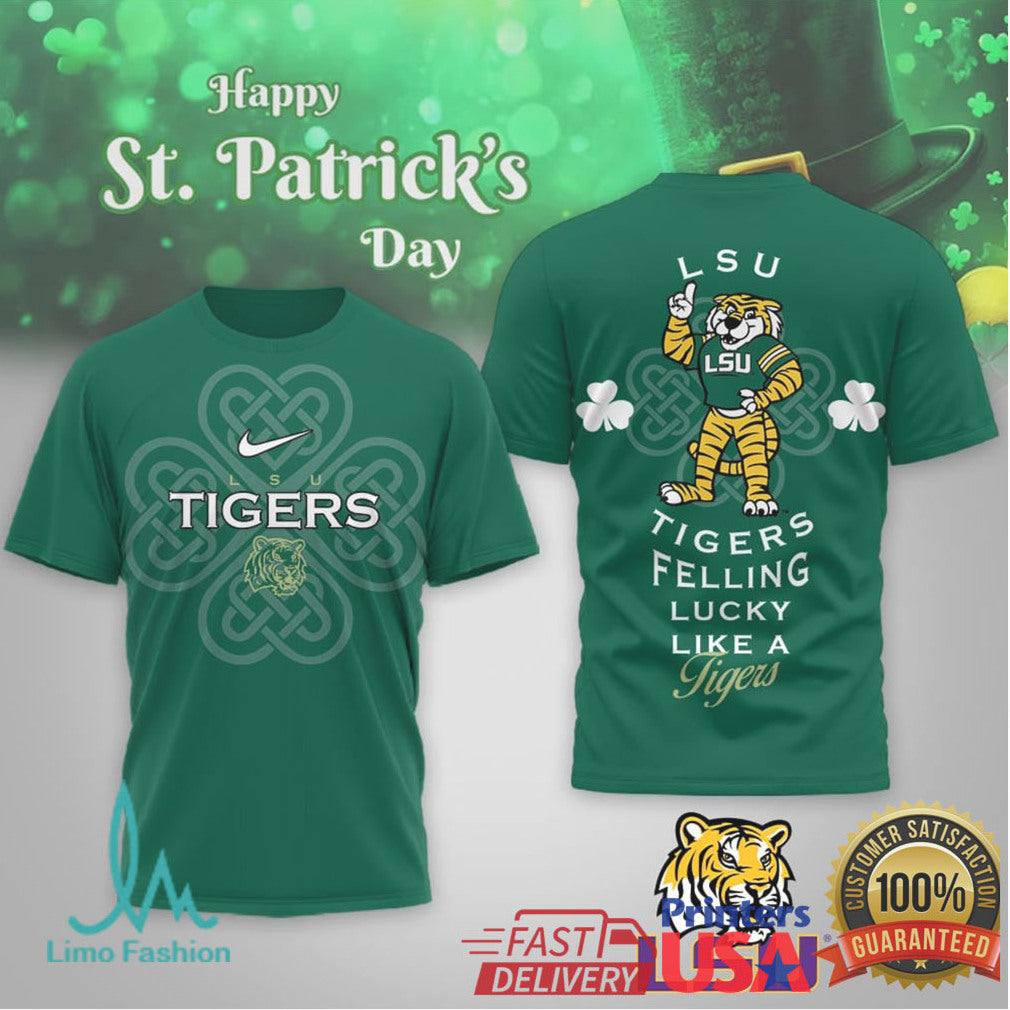 LSU Tigers St. Patrick's Day Feeling Lucky Like a Tiger T Shirt - Limotees LLC