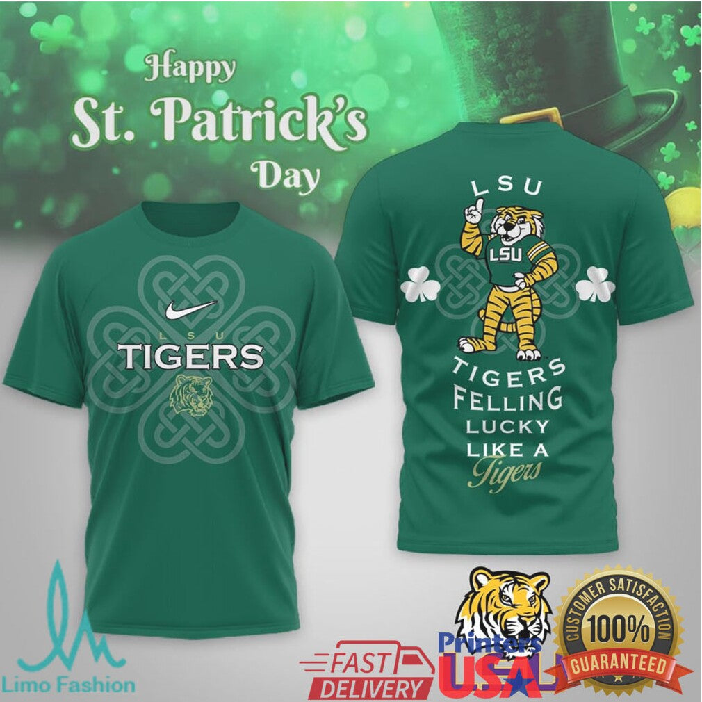 LSU Tigers St. Patrick's Day Feeling Lucky Like a Tiger T Shirt - Limotees LLC