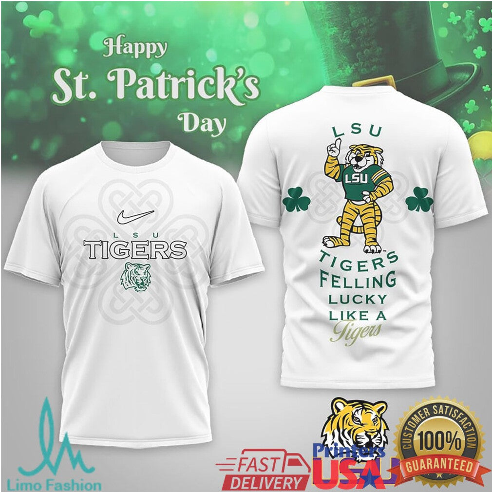 LSU Tigers St. Patrick's Day Feeling Lucky Like a Tiger T Shirt - Limotees LLC