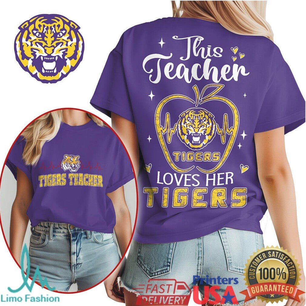 LSU Tigers This Teacher Loves Her Tigers Mascot Apparel T Shirt - Limotees LLC