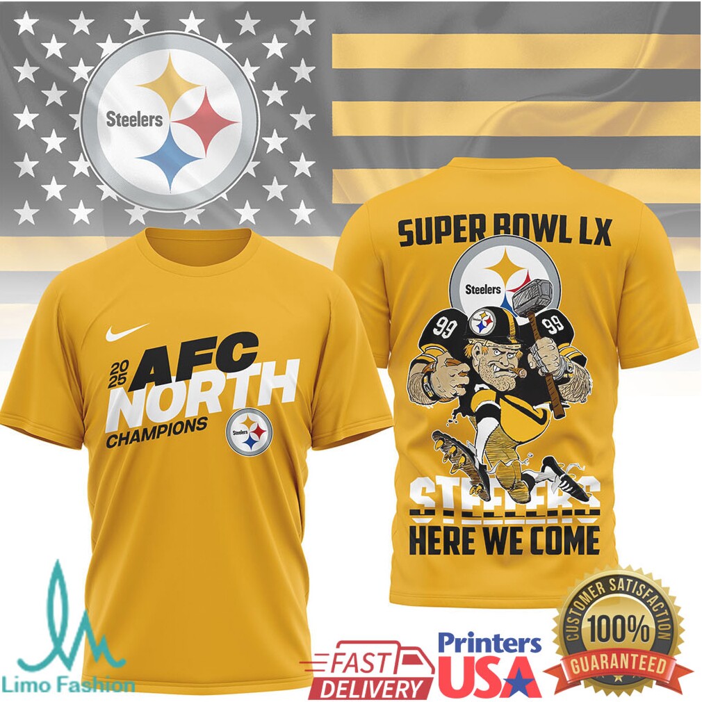 Pittsburgh Steelers Official Super Bowl LX NFL 2025 Division Champions 3D Shirt - Limotees LLC