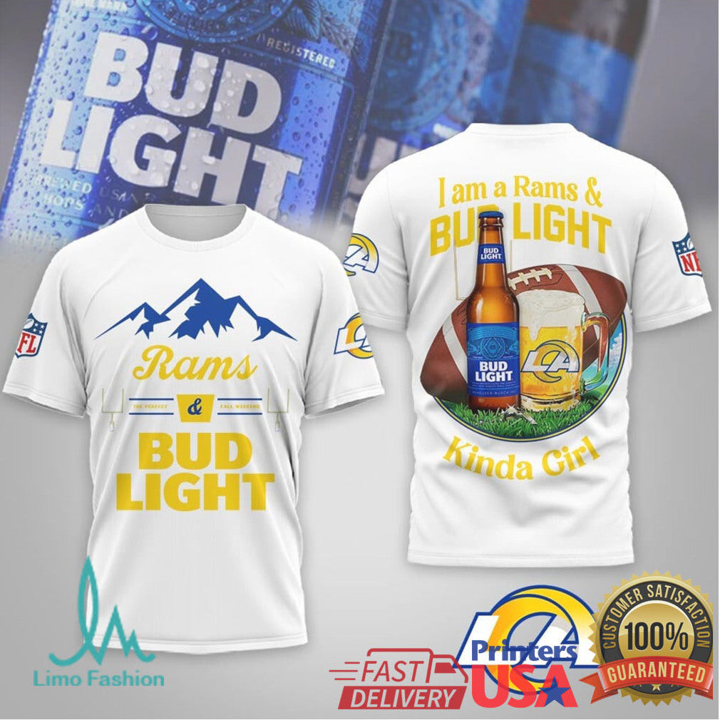 La Rams Bud Light Kinda Guy Girl Mountain Design Shirt - Limotees LLC