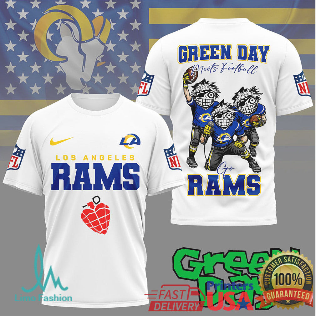 La Rams Green Day Rock Band Football Collaboration Design Tshirt - Limotees LLC