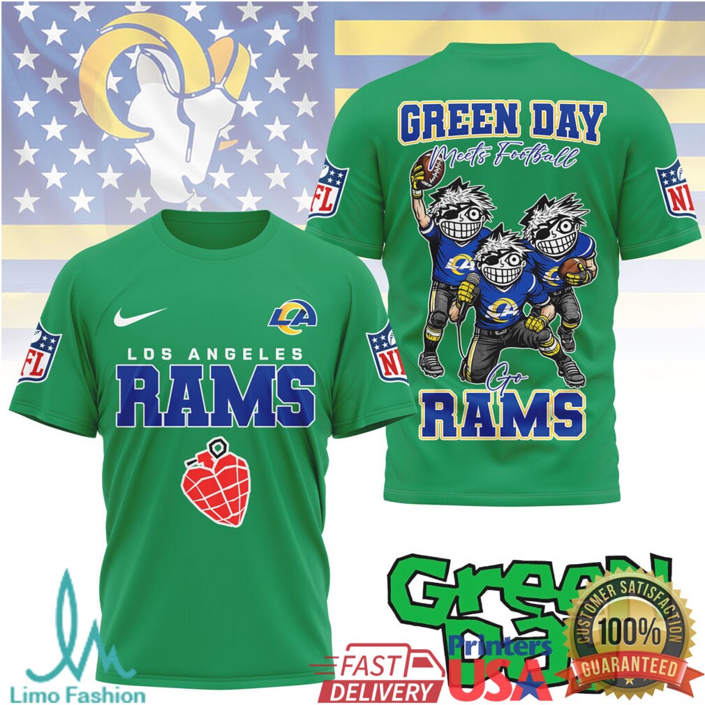 La Rams Green Day Rock Band Football Collaboration Design Tshirt - Limotees LLC