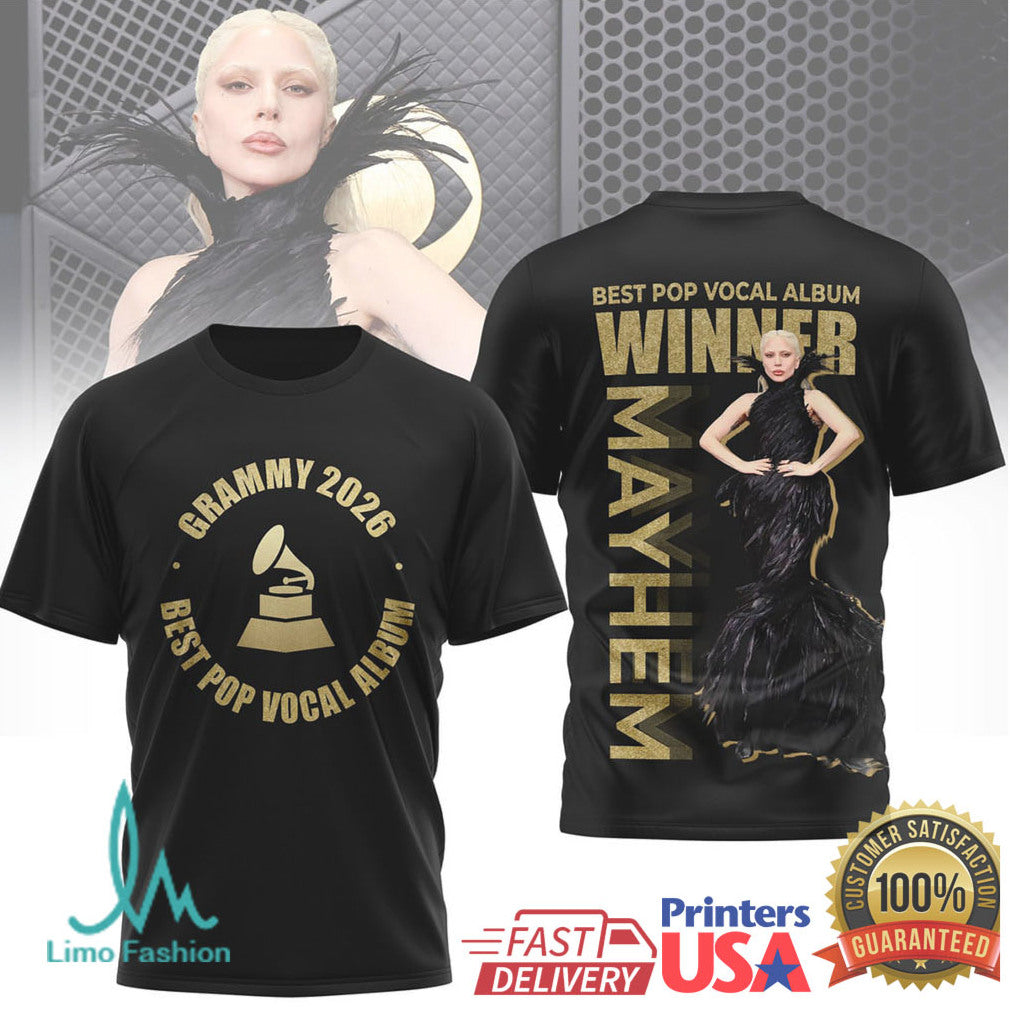 Lady Gaga Mayhem Grammy 2026 Best Pop Vocal Album Winner T Shirt - Limotees LLC