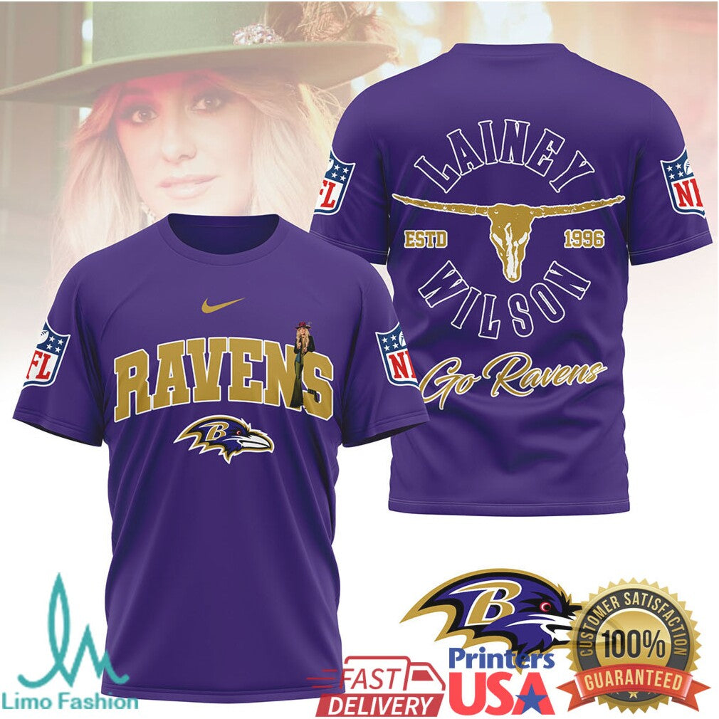 Lainey Wilson x Baltimore Ravens Country Music NFL T Shirt - Limotees LLC
