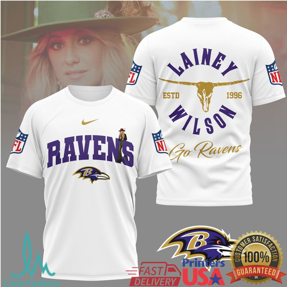 Lainey Wilson x Baltimore Ravens Country Music NFL T Shirt - Limotees LLC