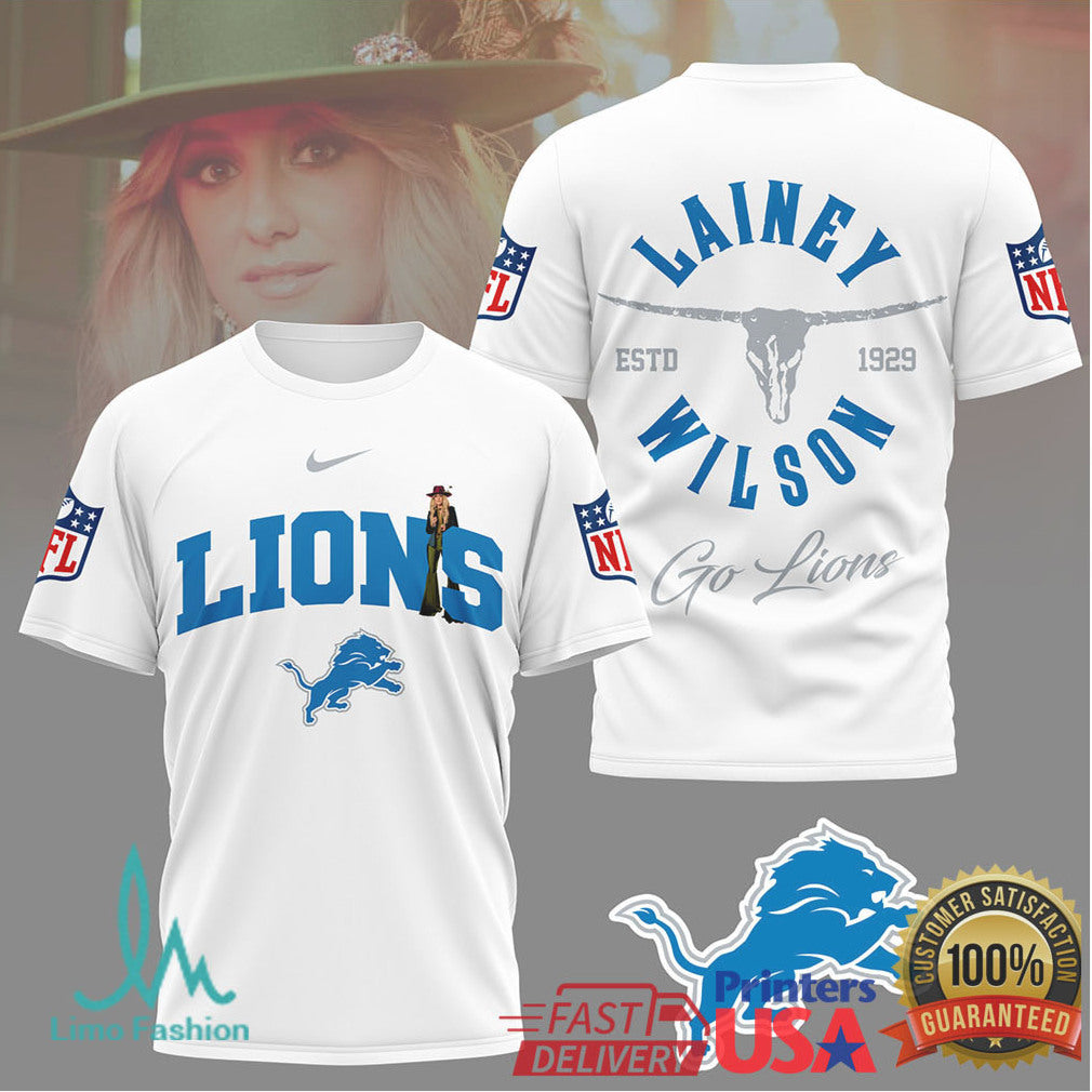 Lainey Wilson x Detroit Lions Custom Graphic NFL T Shirt - Limotees LLC