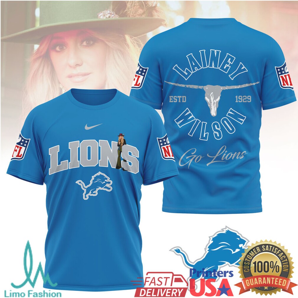 Lainey Wilson x Detroit Lions Custom Graphic NFL T Shirt - Limotees LLC