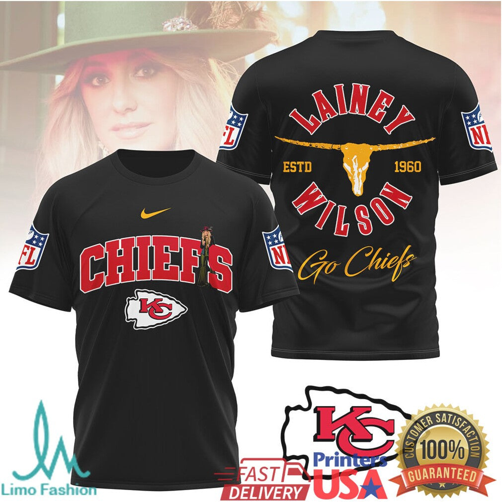 Lainey Wilson x Kansas City Chiefs Country Style NFL T Shirt - Limotees LLC