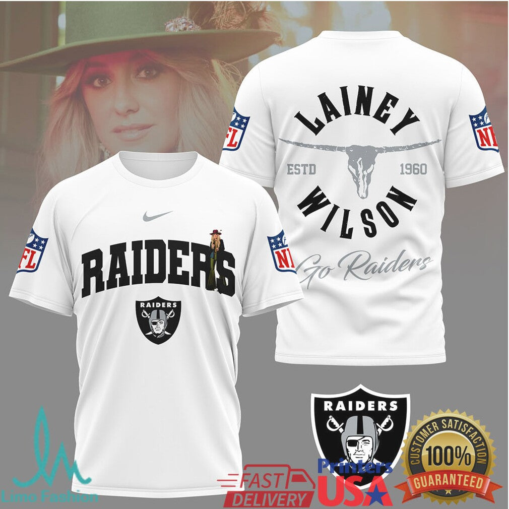 Lainey Wilson x Las Vegas Raiders Silver & Black Country Tee - Limotees LLC