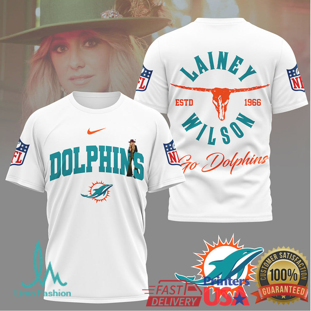 Lainey Wilson x Miami Dolphins Sunset Orange NFL T Shirt - Limotees LLC