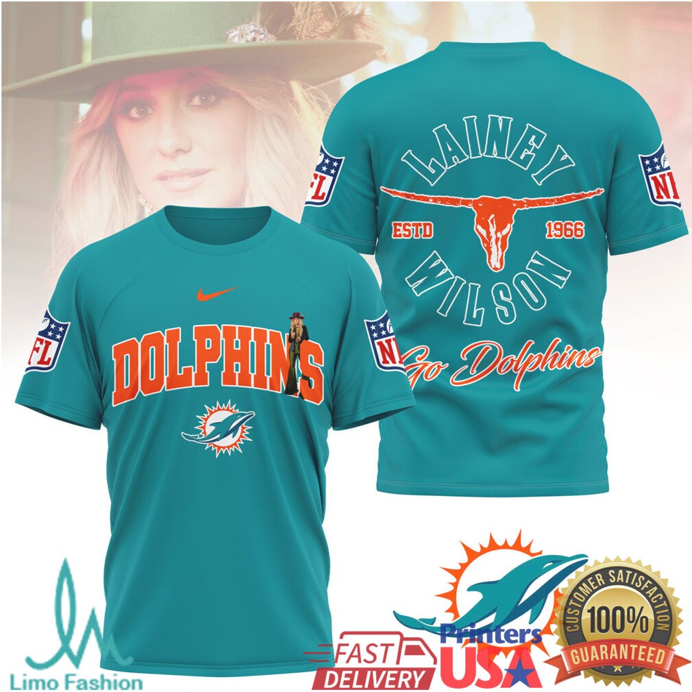 Lainey Wilson x Miami Dolphins Sunset Orange NFL T Shirt - Limotees LLC