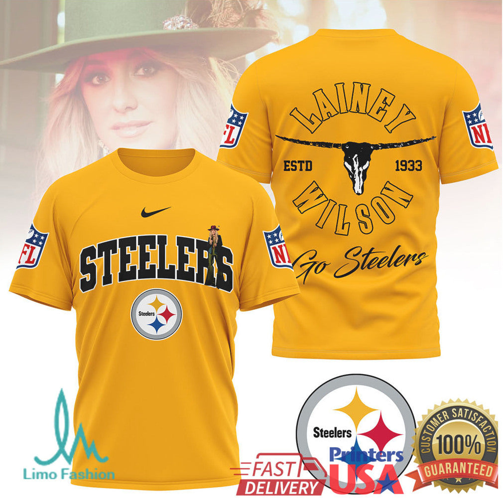 Lainey Wilson x Pittsburgh Steelers Western Graphic NFL T Shirt - Limotees LLC