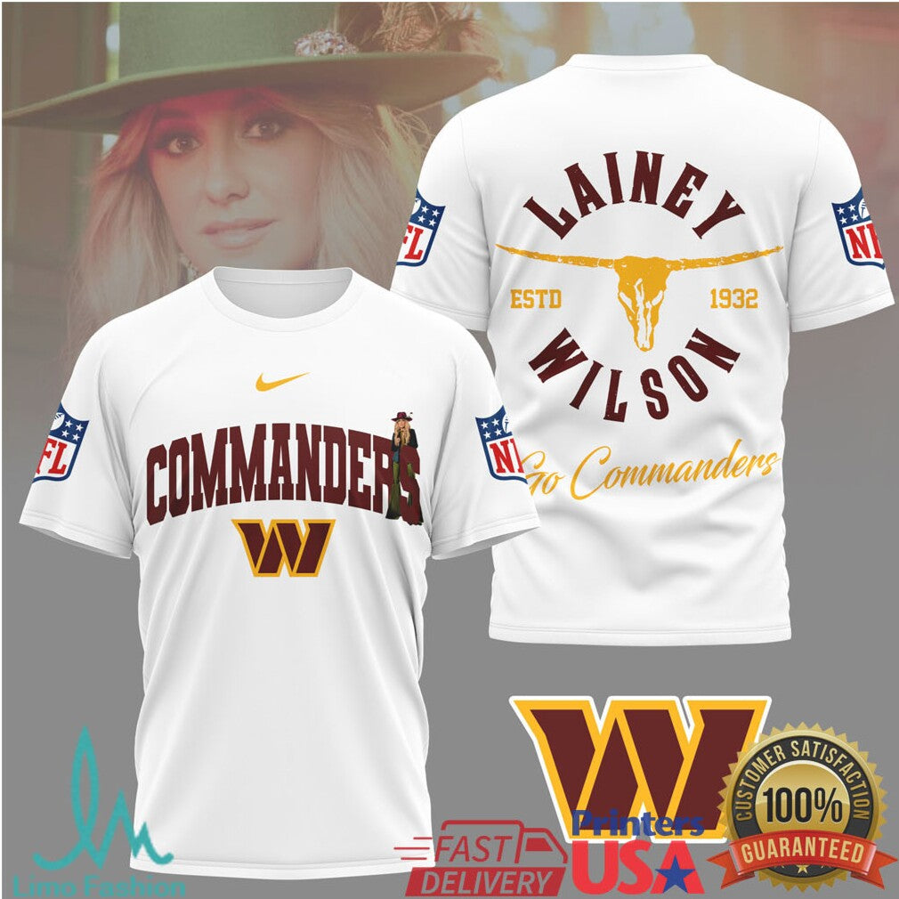 Lainey Wilson x Washington Commanders Fan Apparel T Shirt - Limotees LLC
