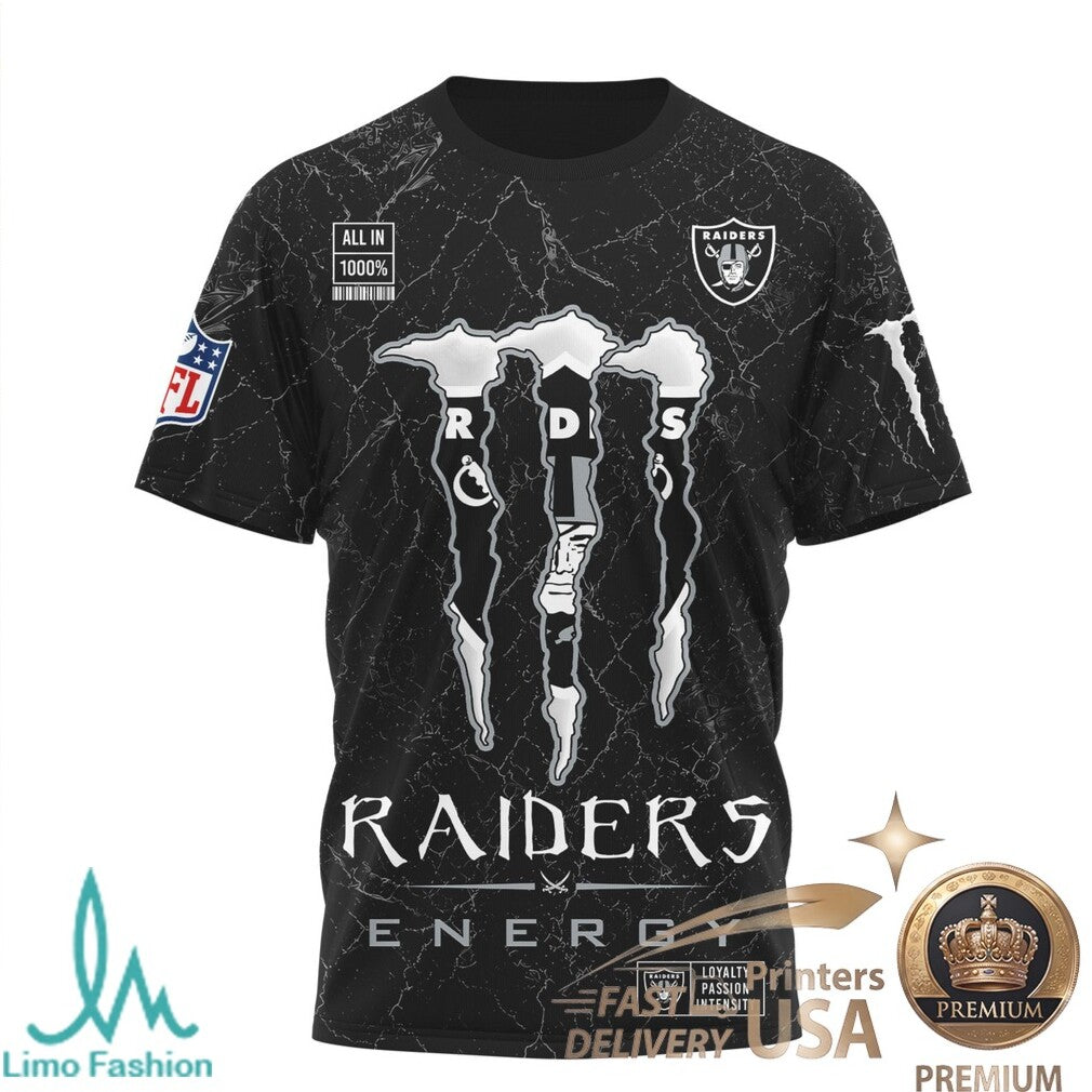 Las Vegas Football Fans Monster Energy Nutrition Facts Black T Shirt - Limotees LLC