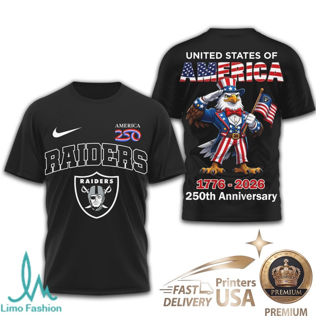 Las Vegas Raiders 250th Anniversary Patriotic Eagle T Shirt - Limotees LLC