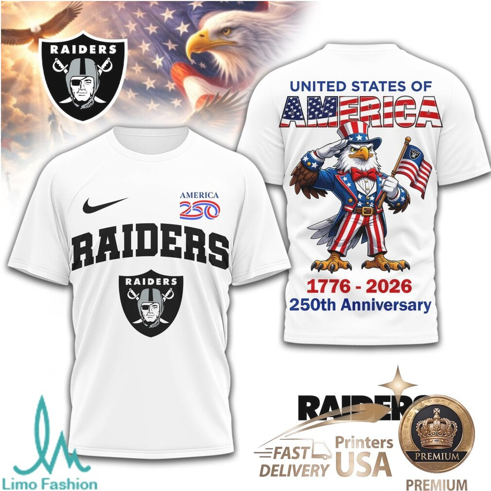 Las Vegas Raiders 250th Anniversary Patriotic Eagle T Shirt - Limotees LLC